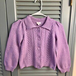 Purple Button Up Girl's Sweater - Size 6X